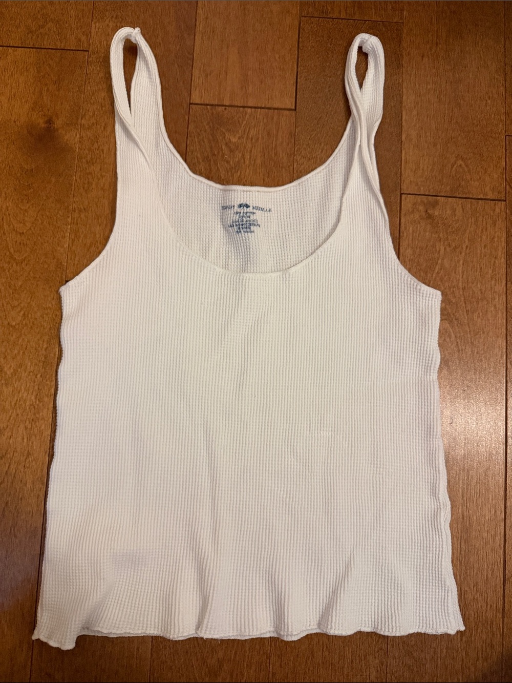 Classic waffle Scoop Neck Tank Top - White